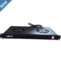 LDR 2 Way Rackmountable Fan Kit with power switch  2x Fans  1U Size  Black Metal Construction