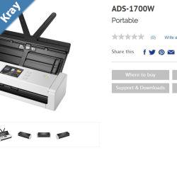 Brother ADS1700W NEW COMPACT DOCUMENT SCANNER with Touchscreen LCD display  WiFi 25ppm One Year Warranty