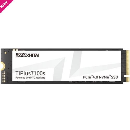 YMTC ZhiTai TiPlus7100s SSD 1TB M.2 2280 YMTC Xtacking 4.0  TLC Chip PCle Gen 4 X 4.0 NVMe 4.0 7400MB/s 6900MB/s R/W 600 TBW 5Y warranty