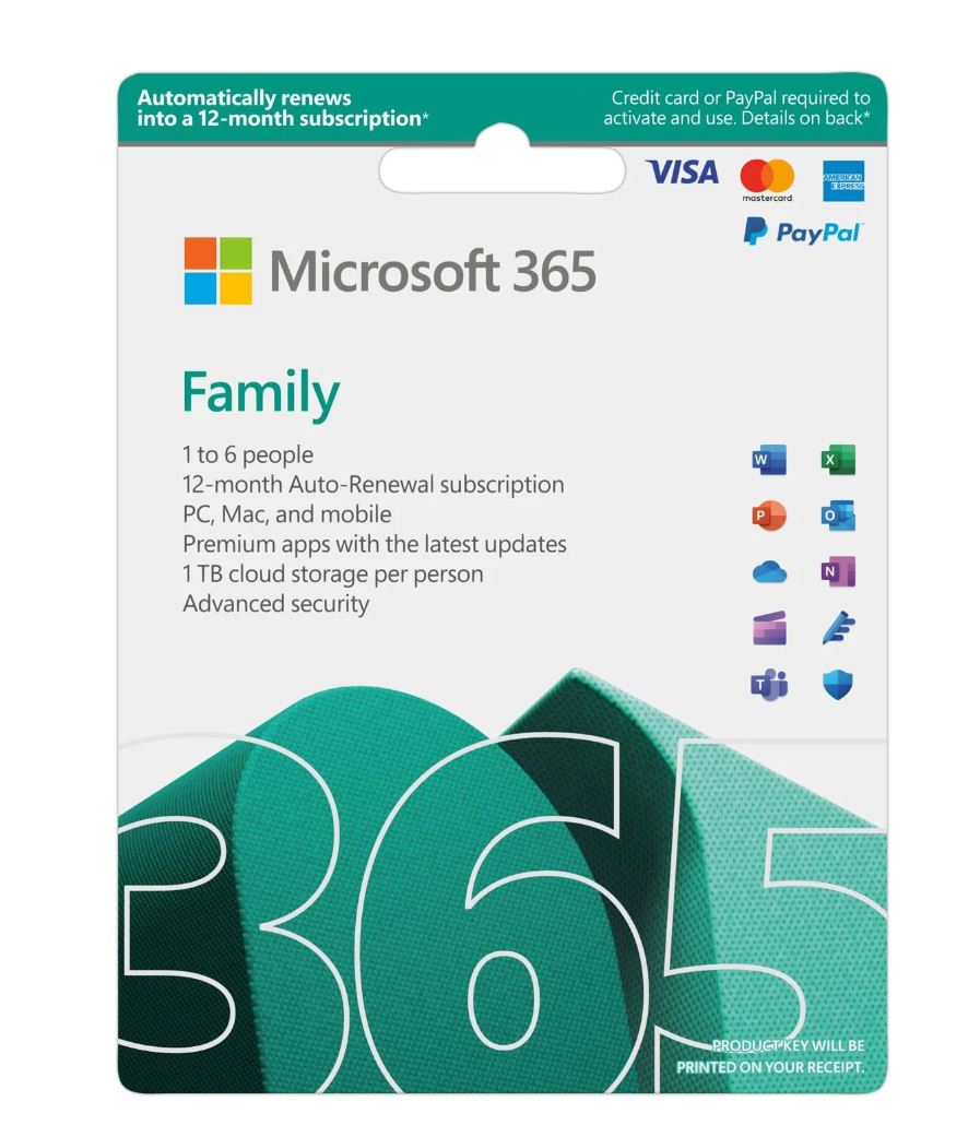 Microsoft 365 Family 2023 English APAC 1 Year Subscription Medialess for PC  Mac. NEW