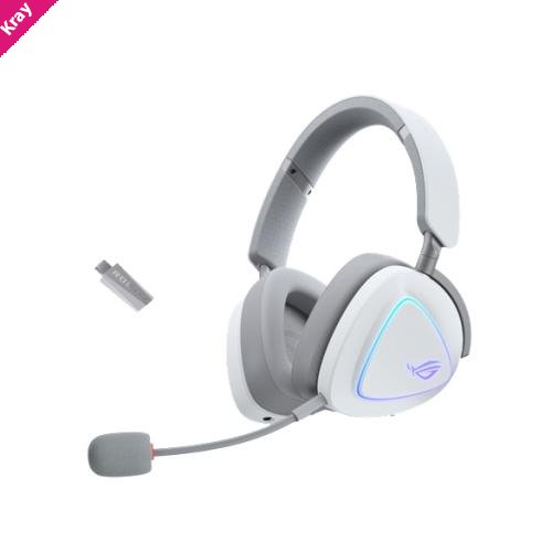 ASUS ROG DELTA II WH Tri-mode Wireless Gaming Headset, ROG SpeedNova, 50mm Titanium Drivers, Up to 110-hour Battery Life, 318g, BT/2.4G/3.5mm