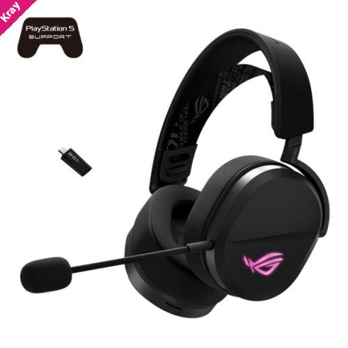 ASUS ROG Pelta Gaming Headset Black, Tri-Mode (2.4GHz/BT/USB-C), 50mm Titanium Drivers, 32Ω, 20Hz-20kHz, 10mm Mic, 70H Battery, 309g, RGB