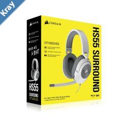 Corsair HS55 White Stereo Gaming Headset PS5 3D Audio PS Switch Discord Certified Ultra Comfort Foam 3.5mm Wired LS