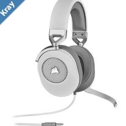 Corsair HS65 White 7.1 Dolby Atoms Surround Wired Headset. All Day Comfort Lightweight Sonarworks SoundID Technology 3.5mm USB PC Mac  Headphone