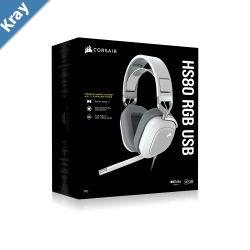 Corsair HS80 RGB White Dolby Atoms 3D Pulse Sound Dolby 7.1 Surroud USB  Gaming Headset PCPS5 Headphones