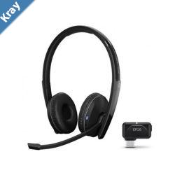 EPOS Adapt 261 Dual Bluetooth Headset Works with Mobile  PC Microsoft Teams and UC Certified upto 27 Hour Talk Time Folds Flat 2Yr Inc USB Apat