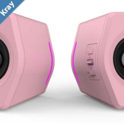 Edifier G2000 Gaming 2.0 Speakers System  Bluetooth V4.2 USB Sound Card AUX InputRGB 12 Light Effects 16W RMS Power Pink