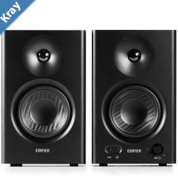 Edifier MR4 Studio Monitor  Smooth Frequency 1 Silk Dome Tweeter 4  Diaphragm Woofer Wooden RCA TRS AUX Ideal for Content Creators Black LS