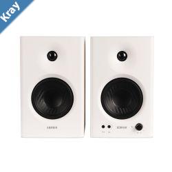 Edifier MR4 Studio Monitor  Smooth Frequency 1 Silk Dome Tweeter 4  Diaphragm Woofer Wooden RCA TRS AUX Ideal for Content Creators White LS