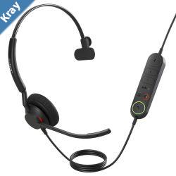 Jabra Engage 40 Inline Link UC Mono USBCA Corded Headsets Lightweight  sturdy Double the mic Busylight Hearing Protection Audio Quality