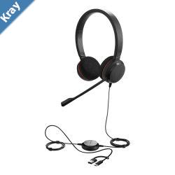 Jabra Evolve 20 SE USB CA MS Stereo Headset Plugandplay Noisecancelling Clearer Conversation Manage Calls Easily Leatherette Ear Cushions