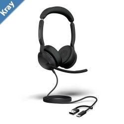 Jabra Evolve2 50 USB CA MS Stereo Headset Bluetooth 4 microphones Active Noise Cancellation Busylight Call management Air Comfort technology