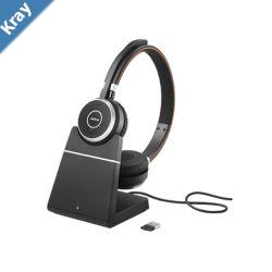 Jabra Evolve 65 SE MS Stereo Bluetooth Business Headset Includes Charging Stand  Link380a DongleLong Wireless Range 2ys Warranty