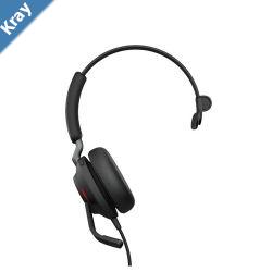 Jabra Evolve2 40 SE Wired USBCA UC Mono Headset 360 BusyLight Noise Isolationg Ear Cushions 2Yr Warranty Plugandplay3Microphone Technology