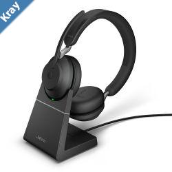 Jabra Evolve2 65 MS Stereo Bluetooth Headset Includes USBC Dongle  Chargin Stand Passive Noisecancellation 2ys Warranty