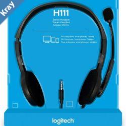 Logitech H111 Strereo Headset Single 3.5mm Jack Cable length 7.71 ft 2.35 m  2Year Limited Hardware Warranty