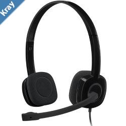 Logitech H151 Stereo Headset Light Weight Adjustable Headphones with Microphone 3.5mm jack Inline audio controls Noisecancelling