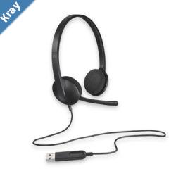 Logitech H340 PlugandPlay USB Headset with Noise Cancelling Microphone Comfort Design for Windows Mac Chrome 2yr wty Headphones