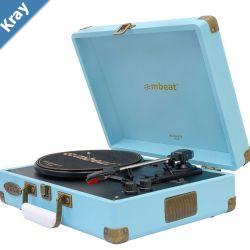 mbeat  Woodstock 2 Sky Blue Retro Turntable Player with BT Receiver  Transmitter