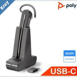 PlantronicsPoly Savi 8245 UCDECT Headset USBC ConvertibleWireless Unlimited talk time crystalclear audio ANC onetouch controlSoundGuard