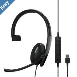 EPOS ADAPT 130 USB II Onear singlesided USBA headset with inline call control and foam earpad. Optimised for UC