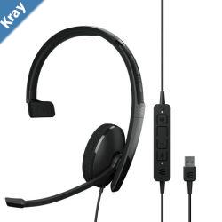 EPOS ADAPT 130T USB II Onear singlesided USBA headset with inline call control and foam earpad. Optimised for UC