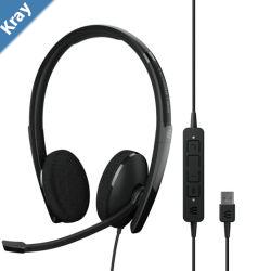EPOS ADAPT 160 USB II Onear doublesided USBA headset with inline call control and foam earpads. Optimised for UC.
