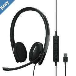 EPOS ADAPT 160T USB II Onear doublesided USBA headset with inline call control and foam earpads. Certified for Microsoft Teams