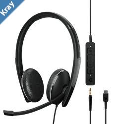 EPOS  Sennheiser ADAPT 165T USBC  Onear doublesided USBC headset 3.5 mm jack and detachable USB cable with inline call control