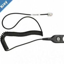 EPOS  Sennheiser Bottom cable EasyDisconnect to Modular Plug  Coiled cable  wiring code 24 To be used for direct connection to some phones