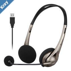 Verbatim Multimedia Headset with Boom Mic Headphone Volume Control USB 3.0  Grey