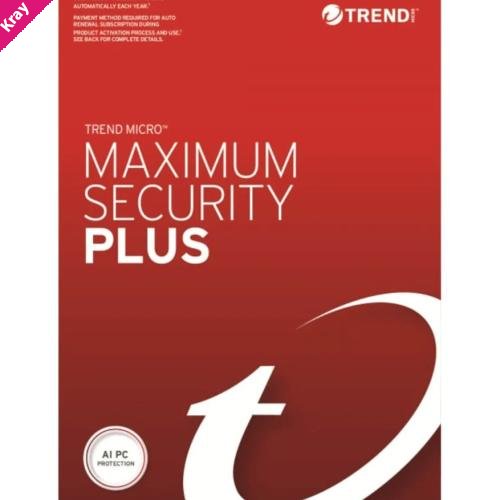 Trend Micro Maximum Security Plus (3 Devices) 1 Year Retail Mini Box Auto Renew (Plus = Secure VPN / Cleaner Pro)