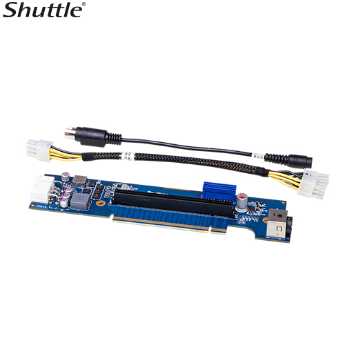 Shuttle XPCs AddOn Cards includes a PCIe riser card with a Molex power cable and a power extender cable