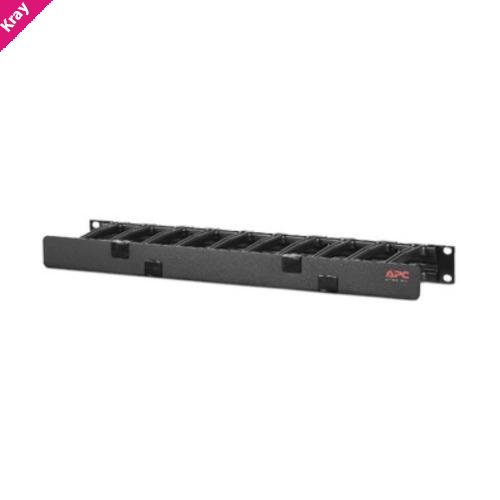 APC NetShelter Cable Management, Horizontal Cable Manager, 1U, Single Side with Cover, Black, 483 x 44 x 110 mm