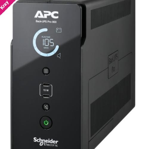 APC Back-UPS PRO 900VA/540W, 6 IEC outlets, LCD interface, USB Charging ports, Tower, 230V, Lead-acid battery, Input IEC 60320 IEC 60309, 1.5m cable