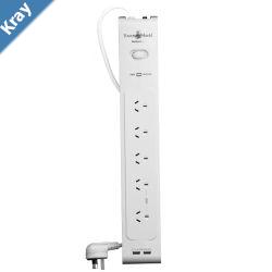 PowerShield PSZ5U2 ZapGuard 5 Way Power Surge Filter Board 2 x USB Connectors Wide Spaced Sockets Wall Mountable White40000 Connected Equipment
