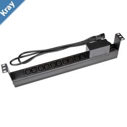 Powershield 10 Way Horizontal PDU with IEC C14 Input 1RU  10 x10AMP IEC C13 Outlets 10AMP IEC C14 Plug includes MCB.