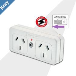 Sansai Surged Protected Double Adaptor Left Side Active Indicator 10A 240V AC