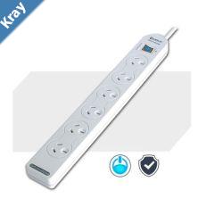 Sansai 6Way Power Board 137P with Master Switch Overload Protecte Reset button Indicator Light 100CM Lead 240VAC 10A