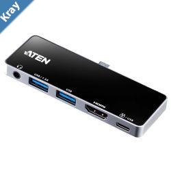 Aten USBC Travel Dock with Power PassThrough Multiport connection Supports DP1.4 with single HDMI video output Designed for iPad Pro  Surface