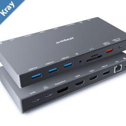 mbeat 15in1 Triple Display USBC Docking Station 2x HDMI 1x DP 1x 100W PD 3.0 1x USBC 3.1 Gen2 3x USB 3.0 1x USB 3.1 Gen2 MicroSDSD Card 1x 1Gb