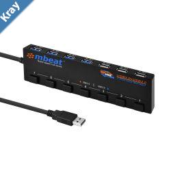 mbeat 7Port USB 3.0  USB 2.0 Powered Hub Manager with Switches  4x USB 3.0 with 5Gbps3x USB 2.0 with 2.4Ghz480MbpsSuper Fast Hub Manager
