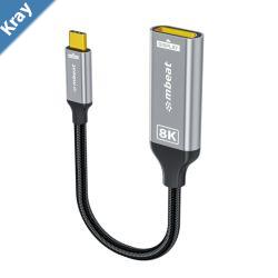 mbeat Tough Link 8K USBC to DP Adapter  Space Grey USBC male to DisplayPort female Up to 32.4Gbps DisplayPort 1.4