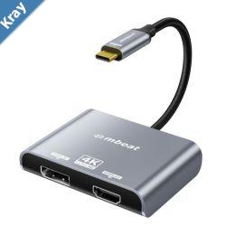 mbeat Tough Link USBC to DPHDMI Dual 4K60Hz MST Adapter 4K 3840x2160  60Hz 4K 3840x2160  30Hz 2K 2560x1440  60Hz  Space Grey