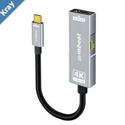 mbeat Tough Link USBC to HDMI Adapter with 100W PD  Space Grey  5V20V5A 100W PD  Up to 4K 3840 x 2160 60Hz