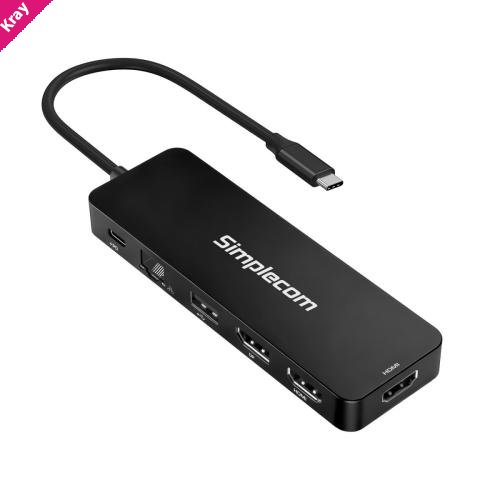 Simplecom CHT811 11-in-1 USB-C 4K Triple Display MST Docking Station with Dual HDMI DP
