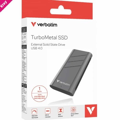 Verbatim TurboMetal SSD USB 4.0 1TB , High Speed Data transfer – up to 3700 MB/s read and 3600 MB/s write (LS)