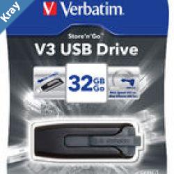 Verbatim 32GB V3 USB3.0 Grey StorenGo V3 Retractable USB Storage Drive Memory Stick