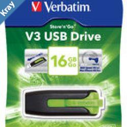 Verbatim 16GB V3 USB3.0 Green StorenGo V3 Rectractable USB Storage Drive Memory Stick