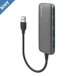 Verbatim USB A 3.0 Hub with 4x USB A 3.0  Space Grey